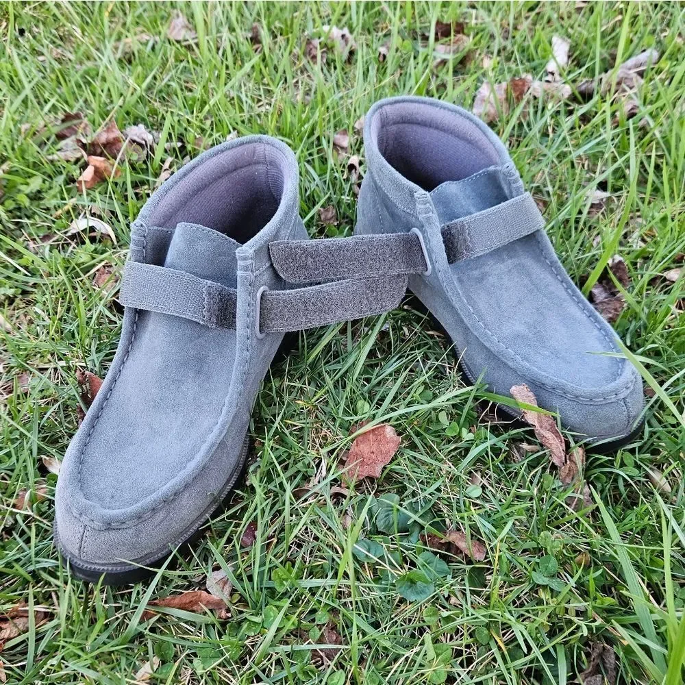 NWOT Haband Casual Joe Gray Suede Leather Moccasin Boots Size 8.5 - Picture 7 of 12